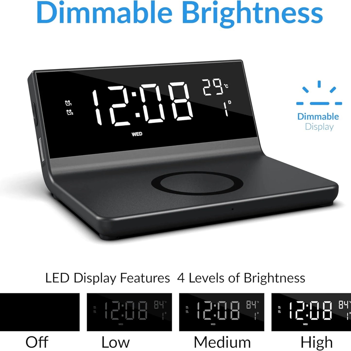 Supersonic 2-in-1 Wireless Charging Alarm Clock