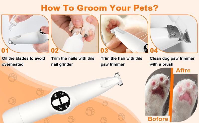 🐾 Cat/Dog Paw Trimmer with LED Light | Upgraded 2-in-1 Dog/Cat Grooming Kit