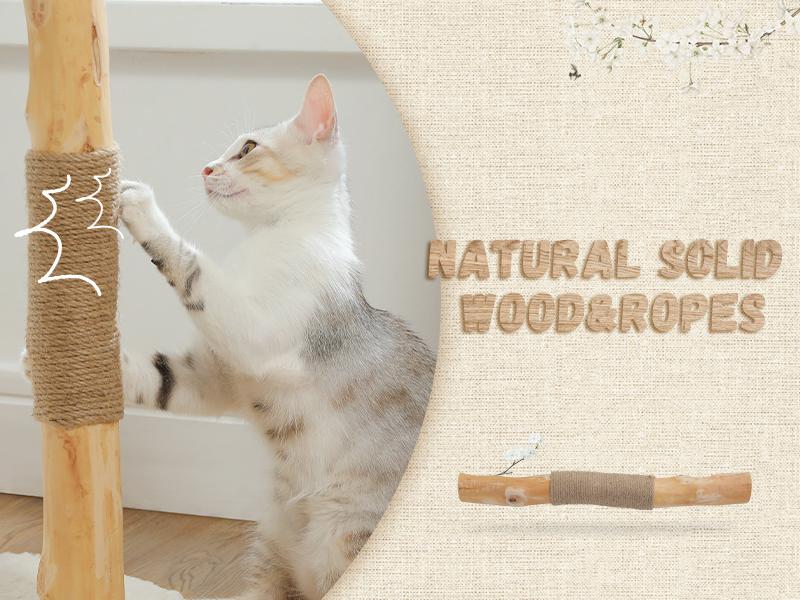 🐱 PAWZ Road 38-Inch Modern Luxury Wood Cat Tree with Large Wicker Basket & Deep Hammock