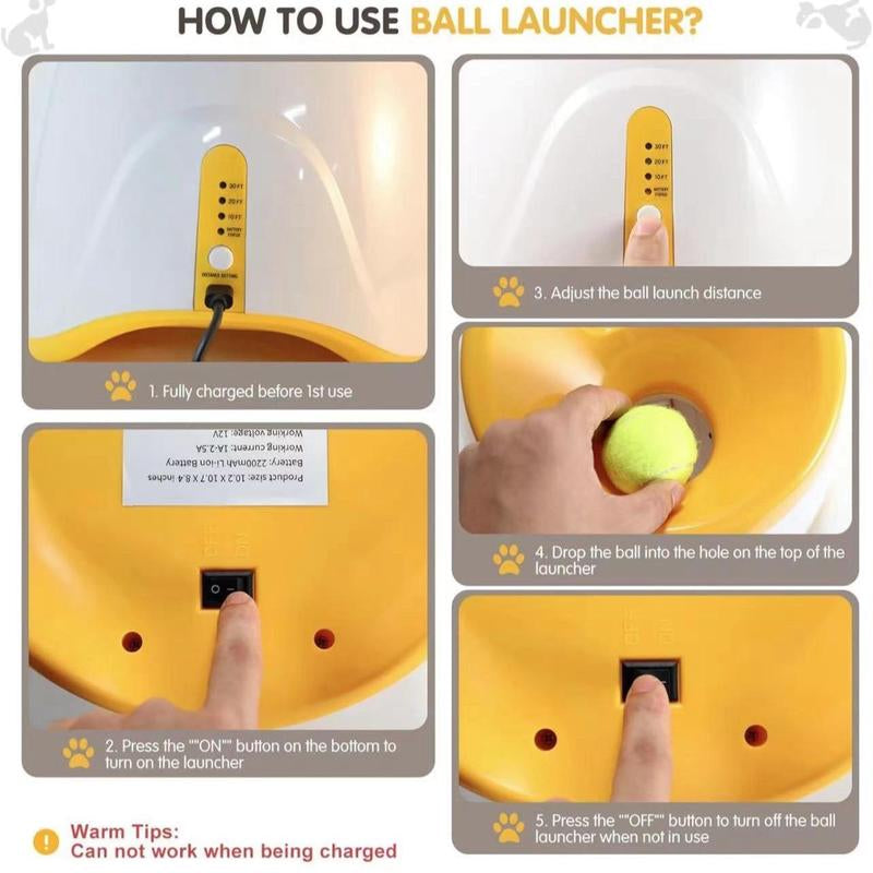 3 Mode Adjustable Pet Toy with Tennis Balls, Automatic Dog Ball Launcher & 3 Balls, Petsupplies for Indoor Outdoor Interactiveplaying