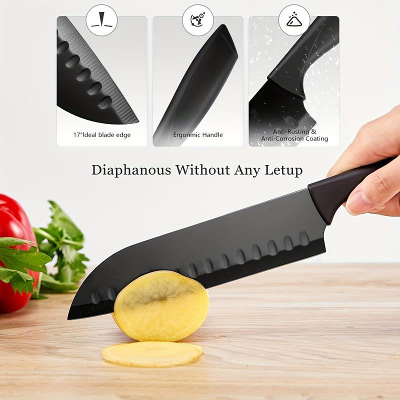 ๐ด Professional 19-Piece High Carbon Stainless Steel Kitchen Knife Set โ Non-Stick Coating, Ergonomic Handles, Rust-Resistant, Stylish Black