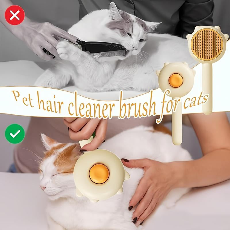 Self-Cleaning Grooming Brush for Dogs & Cats - Comfortable Pet Hair Removal, Loose Undercoat Shedding, and Massage Tool for Pet Owners
