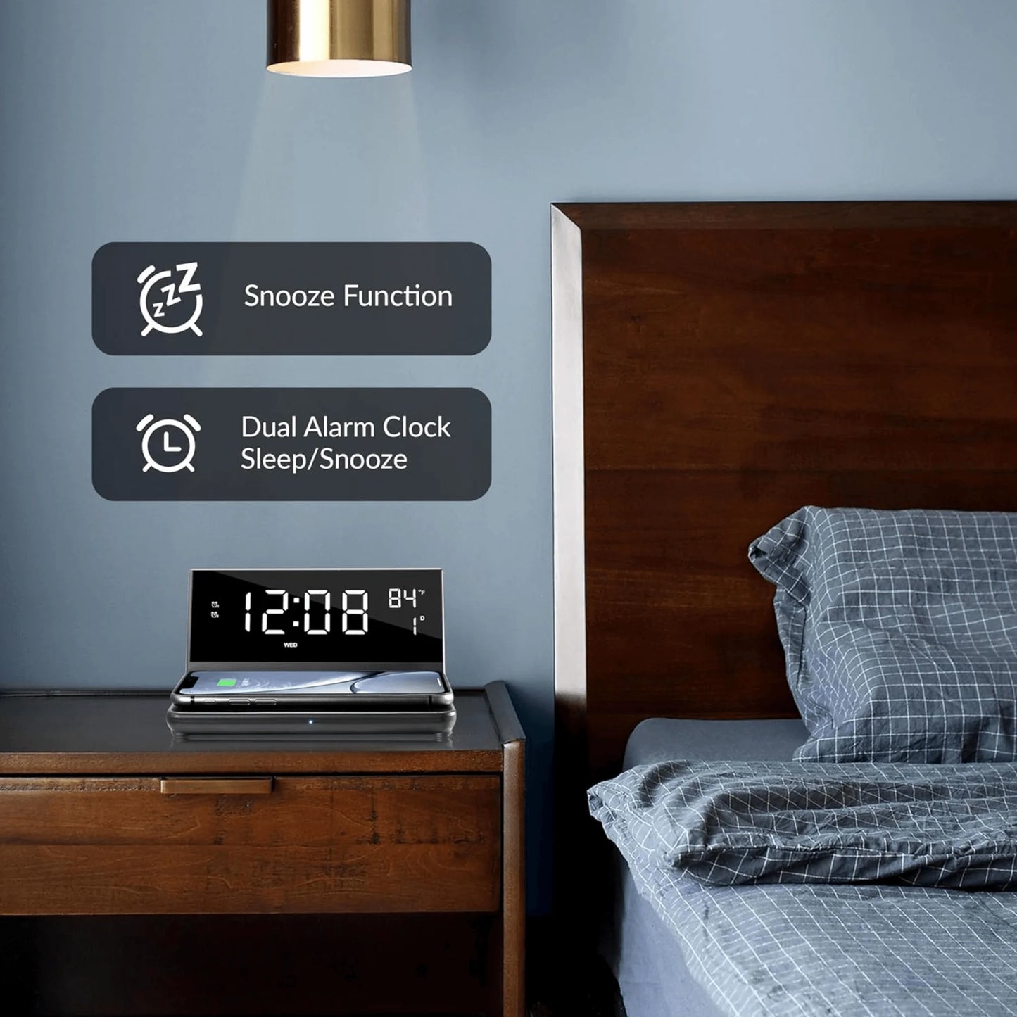 Supersonic 2-in-1 Wireless Charging Alarm Clock