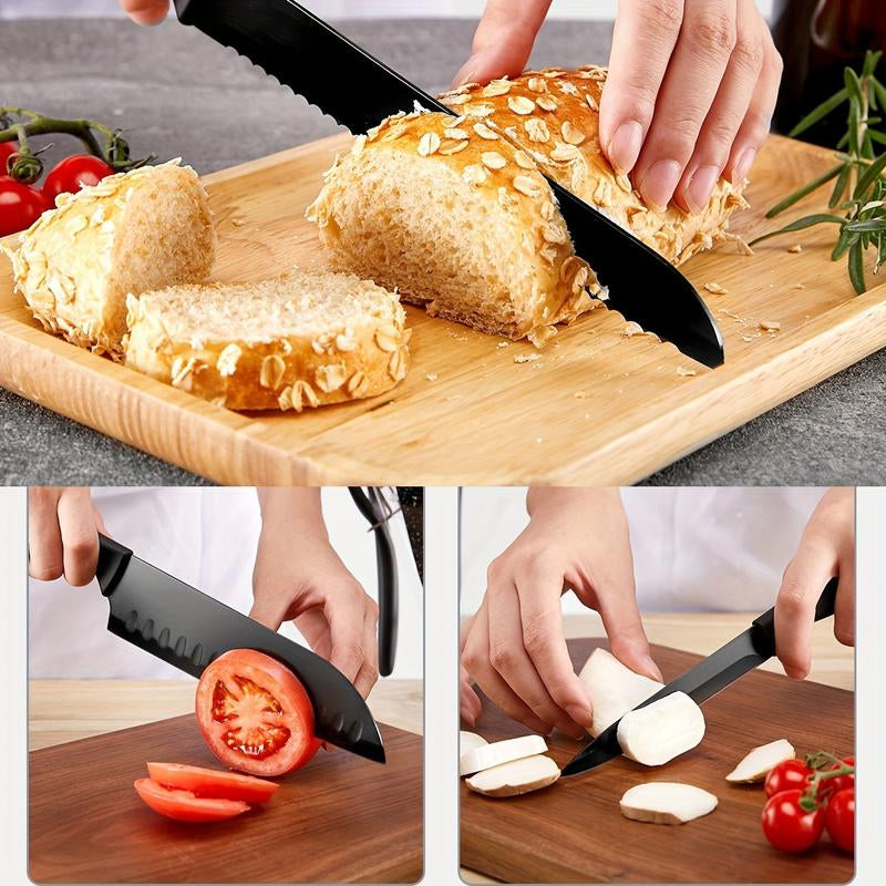 ๐ด Professional 19-Piece High Carbon Stainless Steel Kitchen Knife Set โ Non-Stick Coating, Ergonomic Handles, Rust-Resistant, Stylish Black
