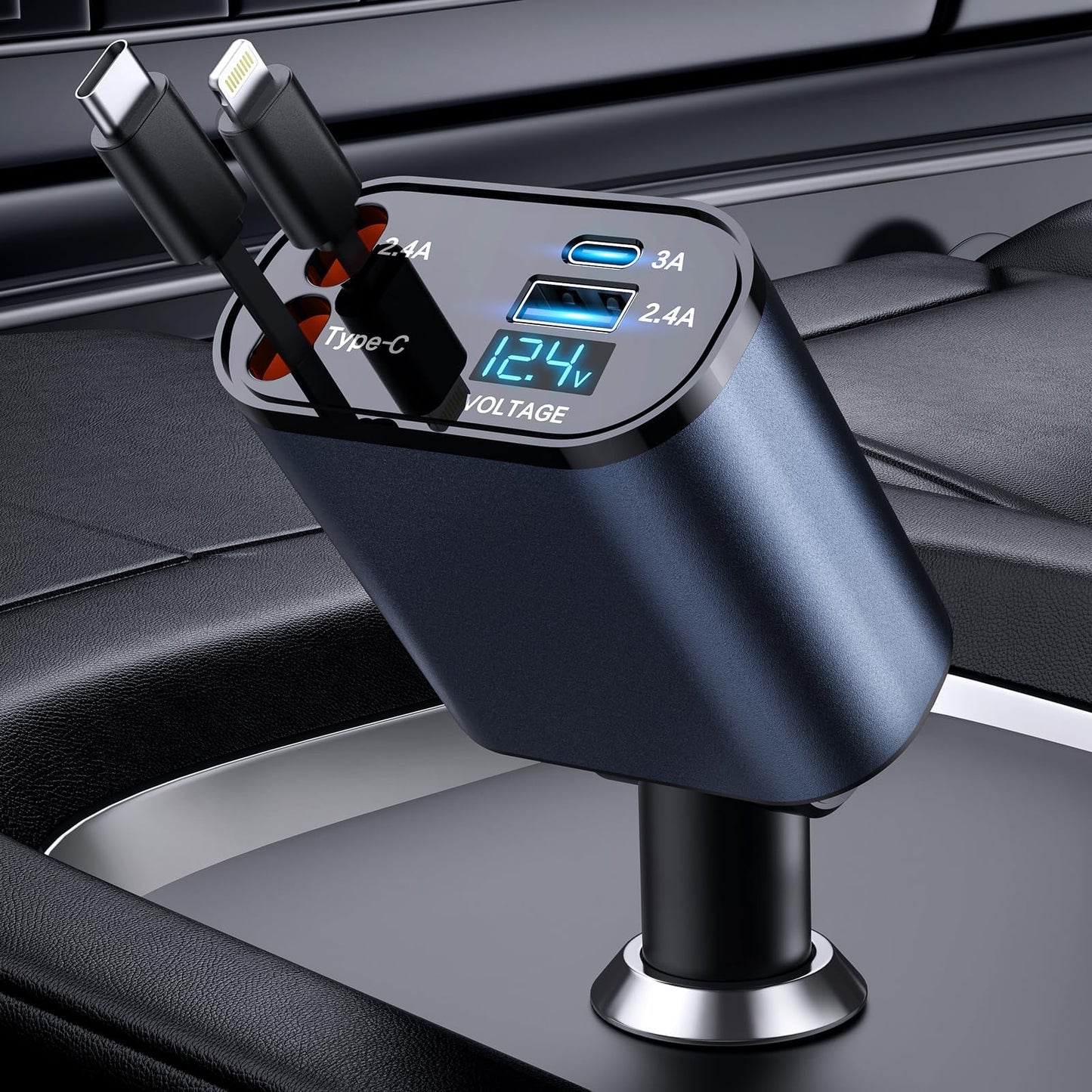 ๐ Smart Fast Retractable 4-in-1 Car Charger โ 66W Power, Clean Car, No Cable Mess