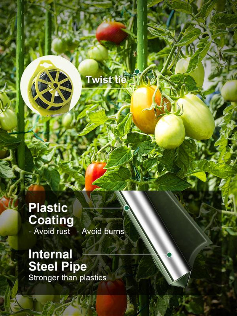 🌿 Tomato Cages for Garden, 51" Heavy-Duty Plant Support Trellis with Twist Tie for Vegetables, Flowers & Fruits