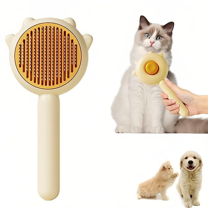 Self-Cleaning Grooming Brush for Dogs & Cats - Comfortable Pet Hair Removal, Loose Undercoat Shedding, and Massage Tool for Pet Owners