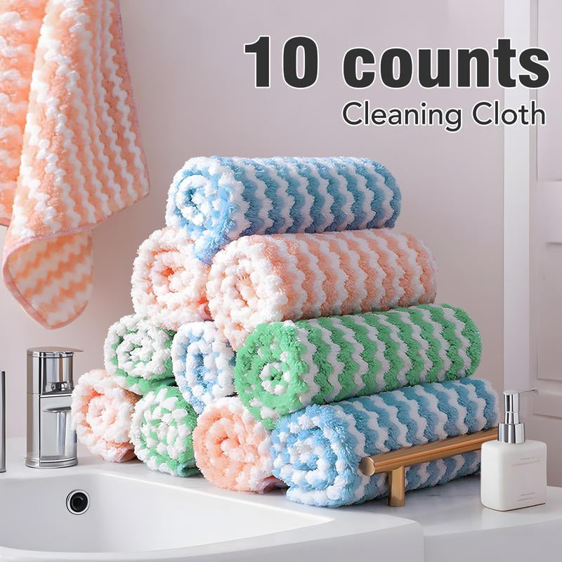 🧽 Super Absorbent Microfiber Cleaning Towels – Soft, Lint-Free Dish Cloths for Kitchen, Countertops, Windows, and Home Cleaning (10-Pack, Random Colors)