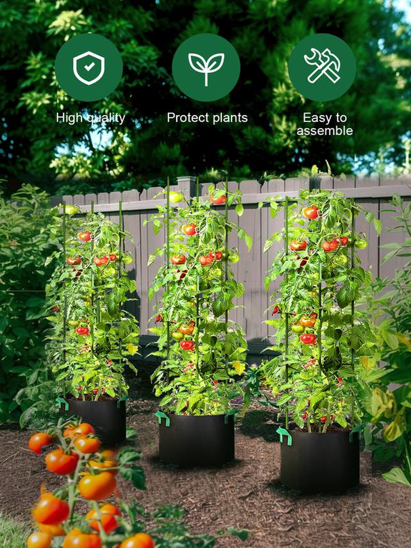 🌿 Tomato Cages for Garden, 51" Heavy-Duty Plant Support Trellis with Twist Tie for Vegetables, Flowers & Fruits