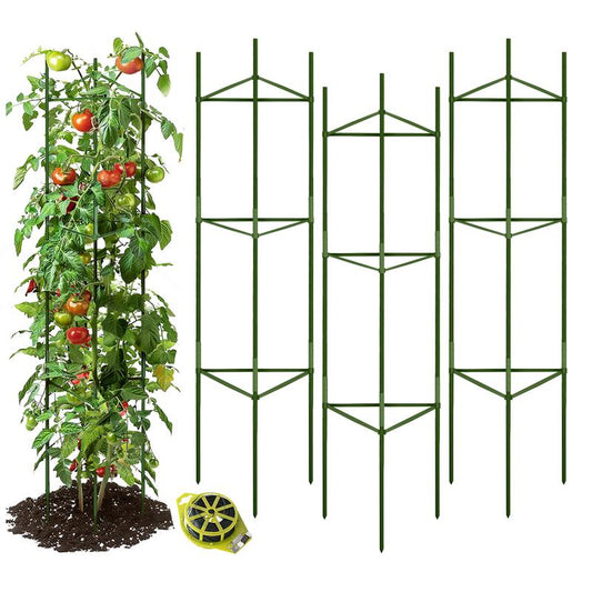 🌿 Tomato Cages for Garden, 51" Heavy-Duty Plant Support Trellis with Twist Tie for Vegetables, Flowers & Fruits