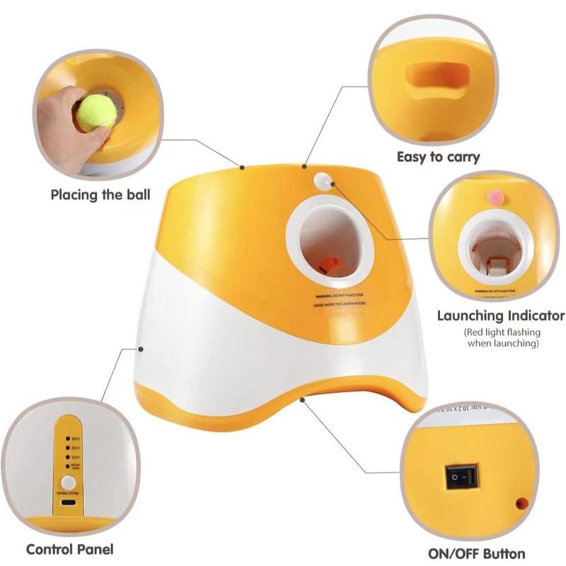 3 Mode Adjustable Pet Toy with Tennis Balls, Automatic Dog Ball Launcher & 3 Balls, Petsupplies for Indoor Outdoor Interactiveplaying