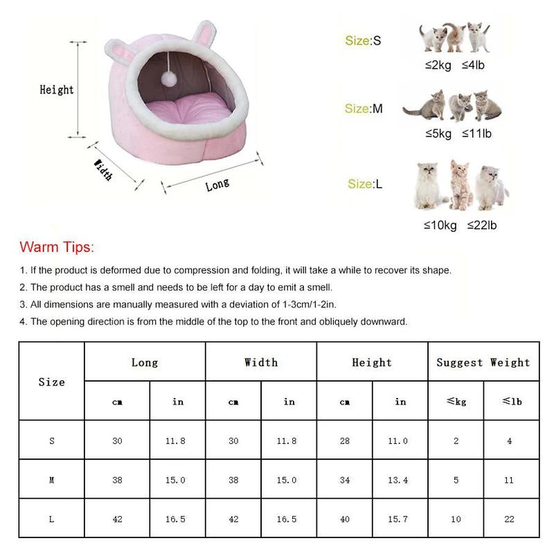 Cartoon Animals Ear Design Thermal Pets Bed, Soft & Warm Fleece Cat Cave Bed for Indoor, Pets House for Daily Use, Comfortable Cute Cat Furniture, Pet Products, Cat Stuff, Gift Ideas