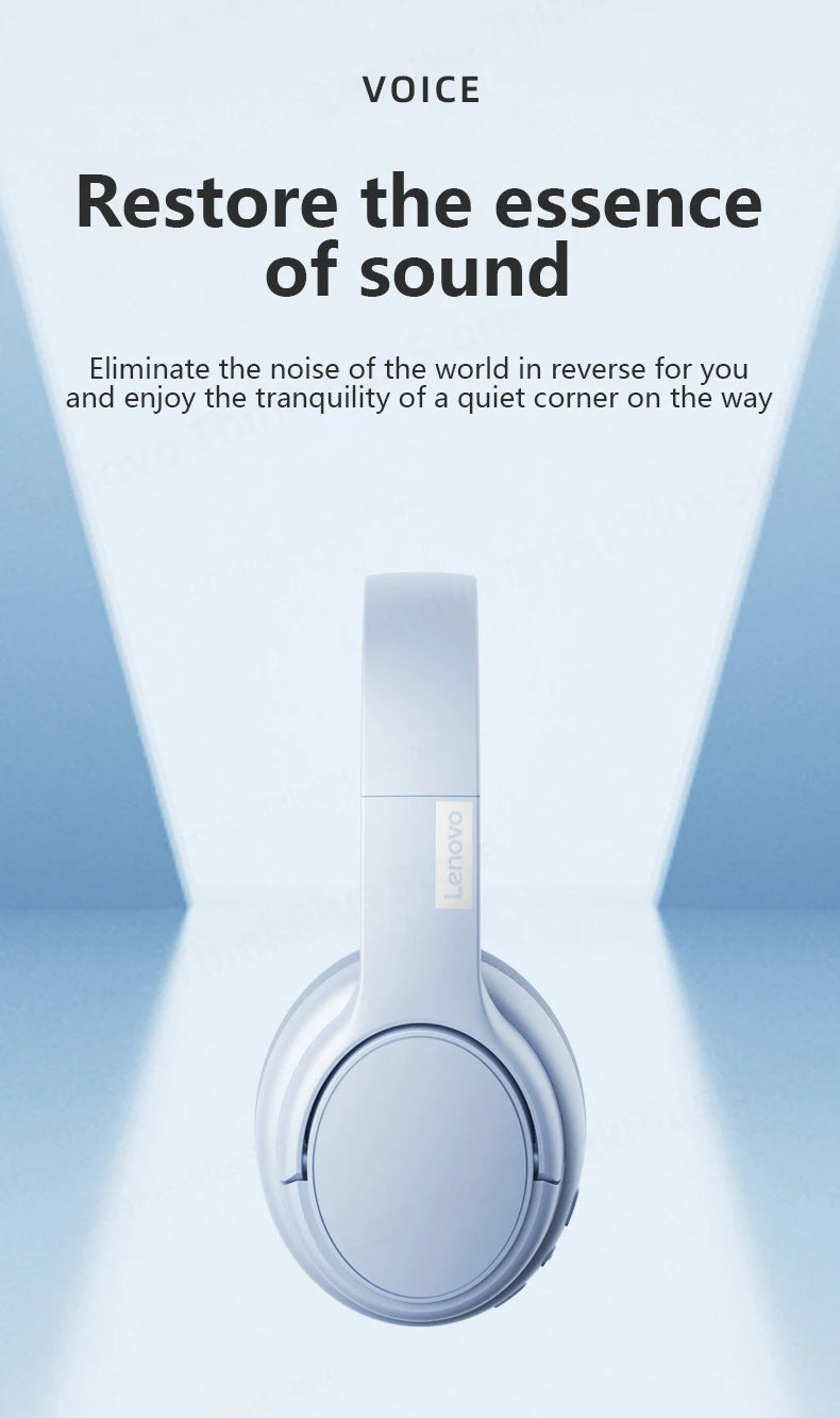 LENOVO TH20 Foldable Bluetooth Headphones 5.3 – Sport/Gaming Headset w/Mic, Hi-Fi Bass