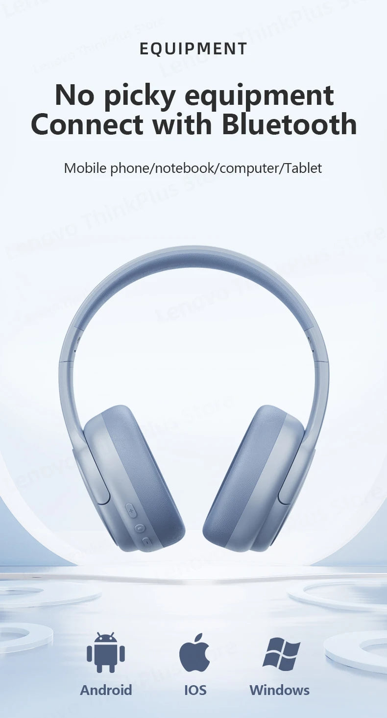 LENOVO TH20 Foldable Bluetooth Headphones 5.3 – Sport/Gaming Headset w/Mic, Hi-Fi Bass