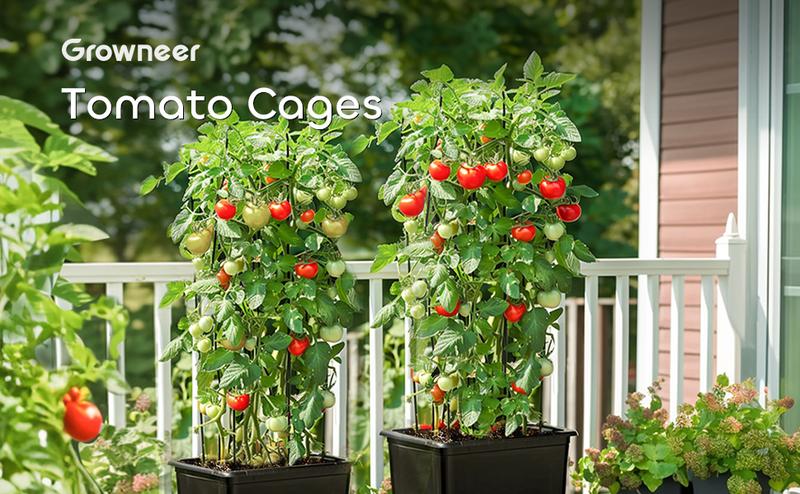 🌿 Tomato Cages for Garden, 51" Heavy-Duty Plant Support Trellis with Twist Tie for Vegetables, Flowers & Fruits