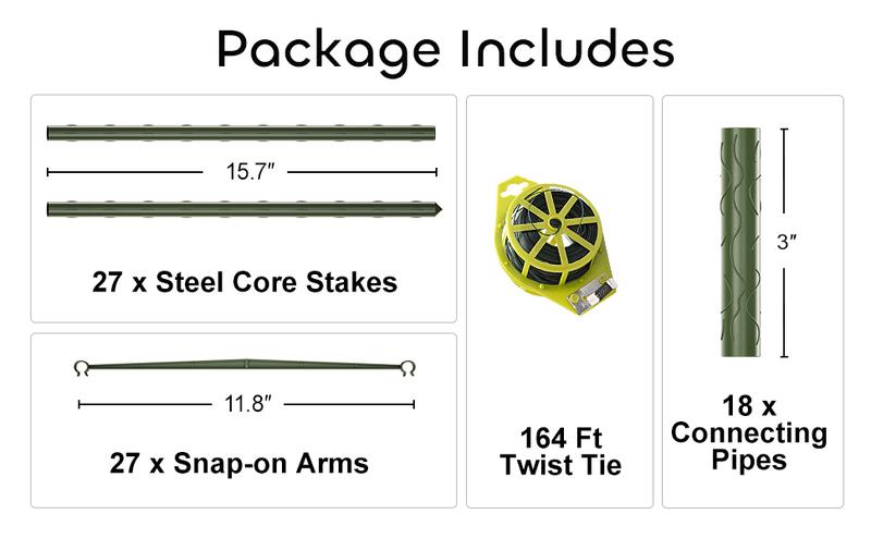 🌿 Tomato Cages for Garden, 51" Heavy-Duty Plant Support Trellis with Twist Tie for Vegetables, Flowers & Fruits
