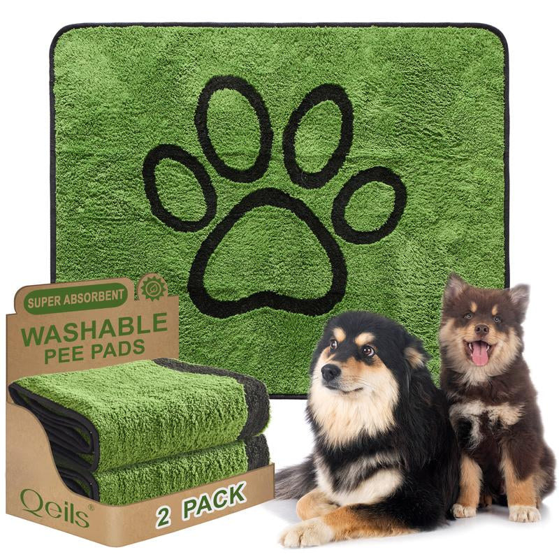 🐾 Qeils Washable Pee Pads for Dogs – 2-Pack Super Absorbent Reusable Puppy Mats
