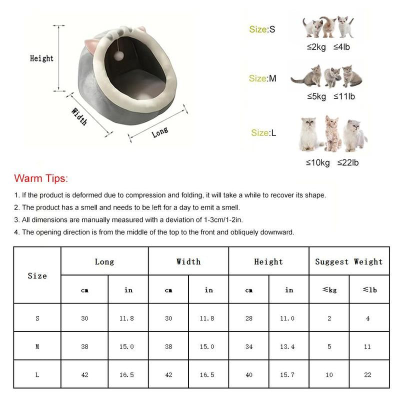 Cartoon Animals Ear Design Thermal Pets Bed, Soft & Warm Fleece Cat Cave Bed for Indoor, Pets House for Daily Use, Comfortable Cute Cat Furniture, Pet Products, Cat Stuff, Gift Ideas