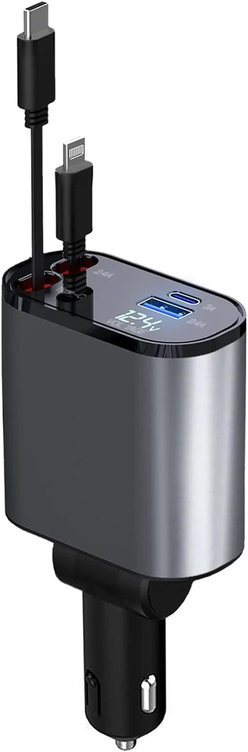 🚗 Smart Fast Retractable 4-in-1 Car Charger – 66W Power, Clean Car, No Cable Mess