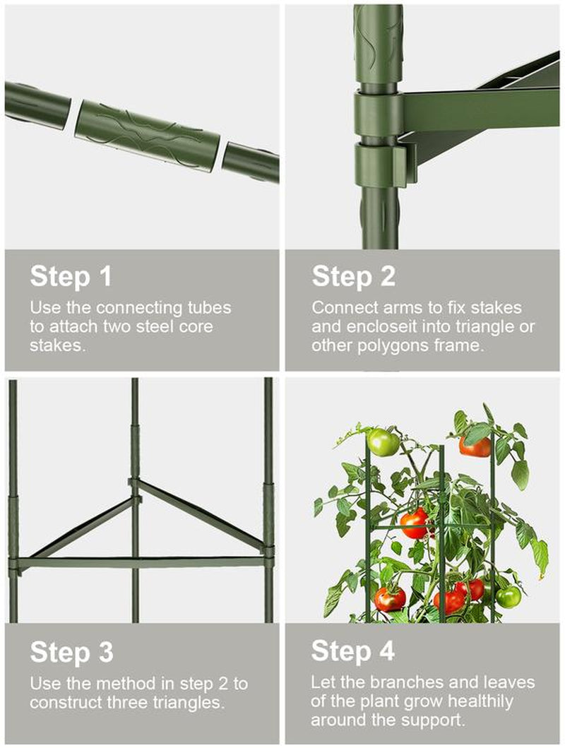 🌿 Tomato Cages for Garden, 51" Heavy-Duty Plant Support Trellis with Twist Tie for Vegetables, Flowers & Fruits