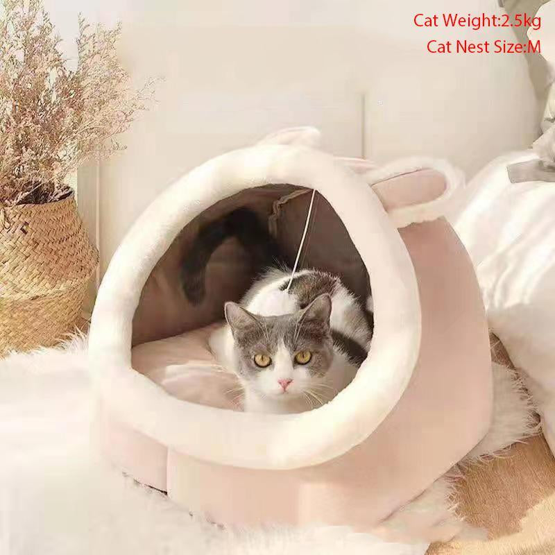 Cartoon Animals Ear Design Thermal Pets Bed, Soft & Warm Fleece Cat Cave Bed for Indoor, Pets House for Daily Use, Comfortable Cute Cat Furniture, Pet Products, Cat Stuff, Gift Ideas