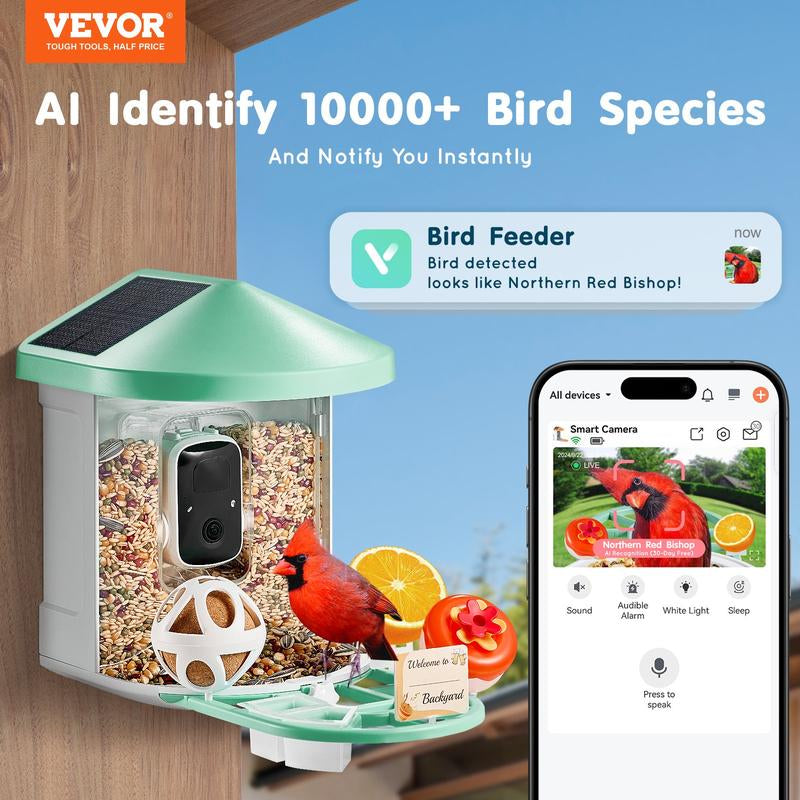 🦜 VEVOR Smart Bird Feeder with Camera – 2K HD, AI Bird ID, Solar-Powered