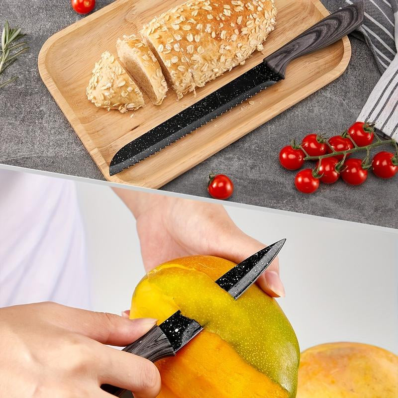 🍴 Professional 19-Piece High Carbon Stainless Steel Kitchen Knife Set – Non-Stick Coating, Ergonomic Handles, Rust-Resistant, Stylish Black