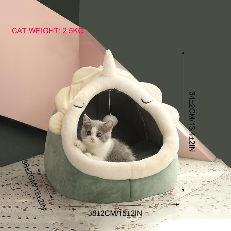 Cartoon Animals Ear Design Thermal Pets Bed, Soft & Warm Fleece Cat Cave Bed for Indoor, Pets House for Daily Use, Comfortable Cute Cat Furniture, Pet Products, Cat Stuff, Gift Ideas