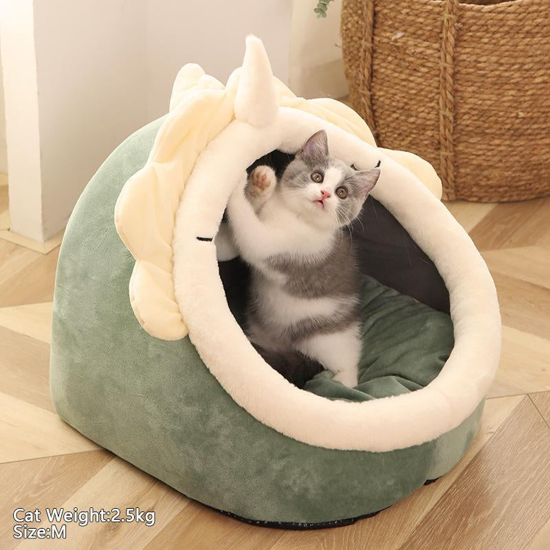 Cartoon Animals Ear Design Thermal Pets Bed, Soft & Warm Fleece Cat Cave Bed for Indoor, Pets House for Daily Use, Comfortable Cute Cat Furniture, Pet Products, Cat Stuff, Gift Ideas