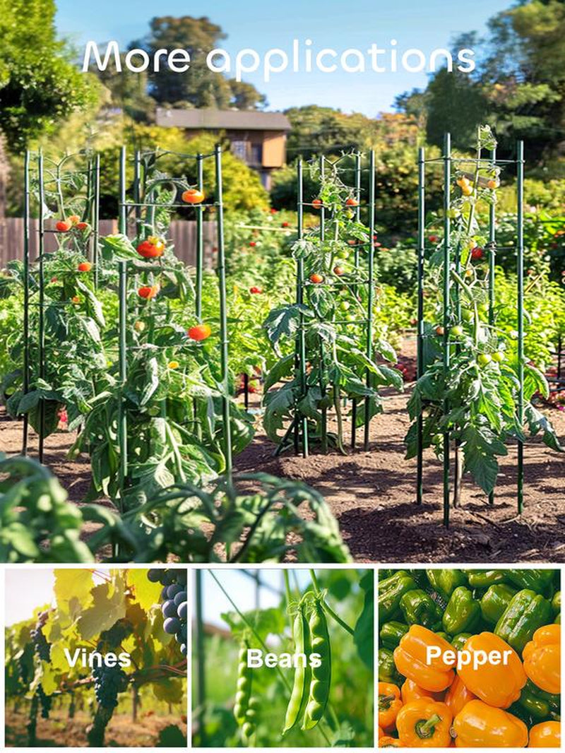 🌿 Tomato Cages for Garden, 51" Heavy-Duty Plant Support Trellis with Twist Tie for Vegetables, Flowers & Fruits
