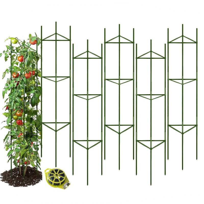 🌿 Tomato Cages for Garden, 51" Heavy-Duty Plant Support Trellis with Twist Tie for Vegetables, Flowers & Fruits