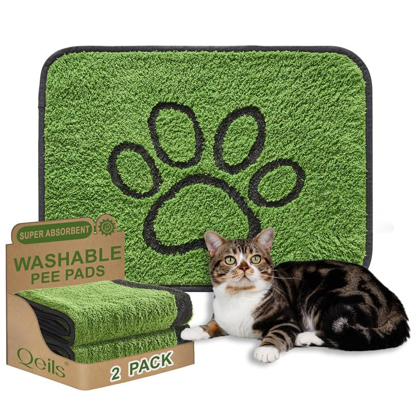 🐾 Qeils Washable Pee Pads for Dogs – 2-Pack Super Absorbent Reusable Puppy Mats