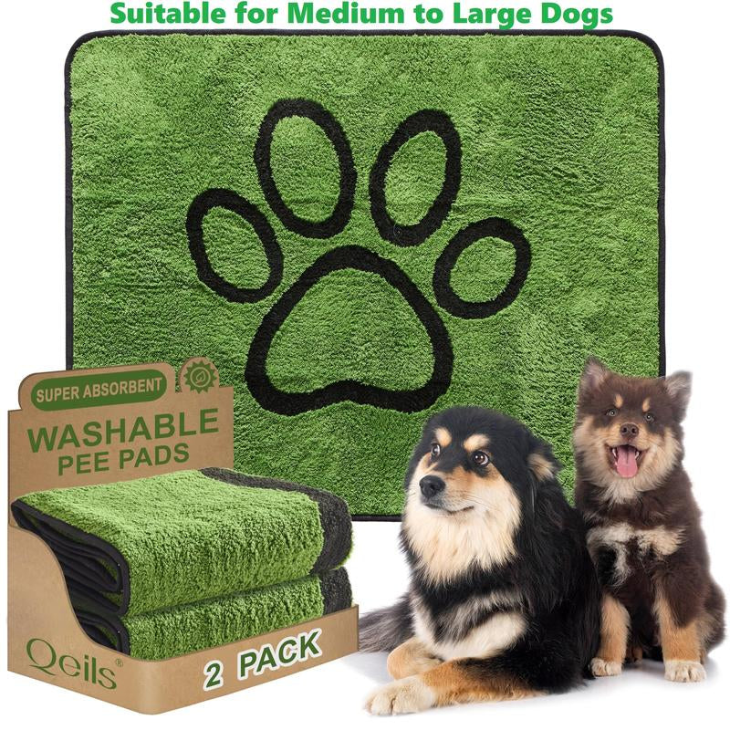 🐾 Qeils Washable Pee Pads for Dogs – 2-Pack Super Absorbent Reusable Puppy Mats
