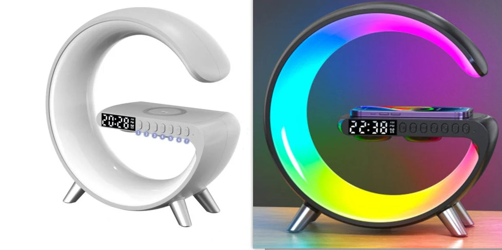 Multifunctional Wireless Charging Atmosphere LED Lamp & Bluetooth Speaker